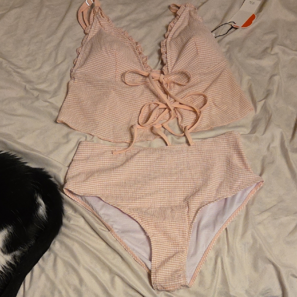 Cider Peach Striped Swimwear